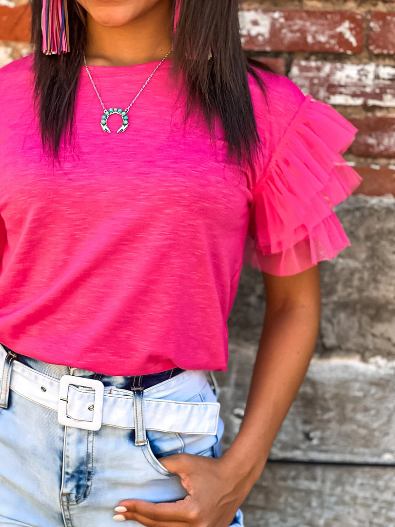 Gypsy Waltz New Jewett Ruffle Sleeve Top In Pink 5 Gypsy Waltz New Jewett Ruffle Sleeve Top In Pink