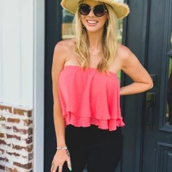 Apple Tree Apparel The Waco Topp In Coral Clearance