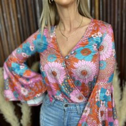 Gypsy Waltz Plum Grove Retro Floral Body Suit
