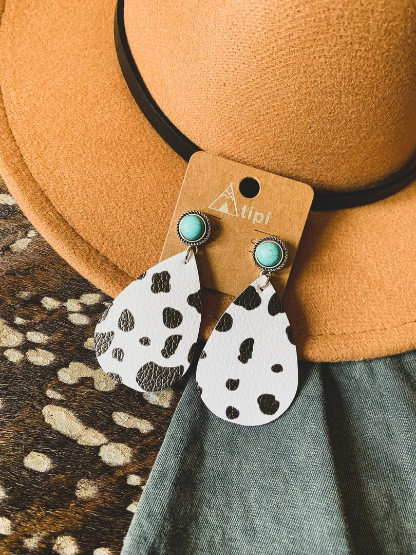 Gypsy Waltz New Leona Cow Print Earrings 3 Gypsy Waltz New Leona Cow Print Earrings