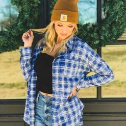 La Mel The Rowlett Flannel In Cobalt Blue Clearance 16 La Mel The Rowlett Flannel In Cobalt Blue Clearance