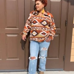 Lovely J Clearance The Archer City Pullover In Rust (S-3X) - FINAL SALE 18 Lovely J Clearance The Archer City Pullover In Rust (S-3X) - FINAL SALE