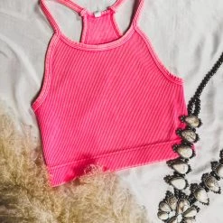 Zenana Clothing Wylie Brami Crop Top In Hot Pink