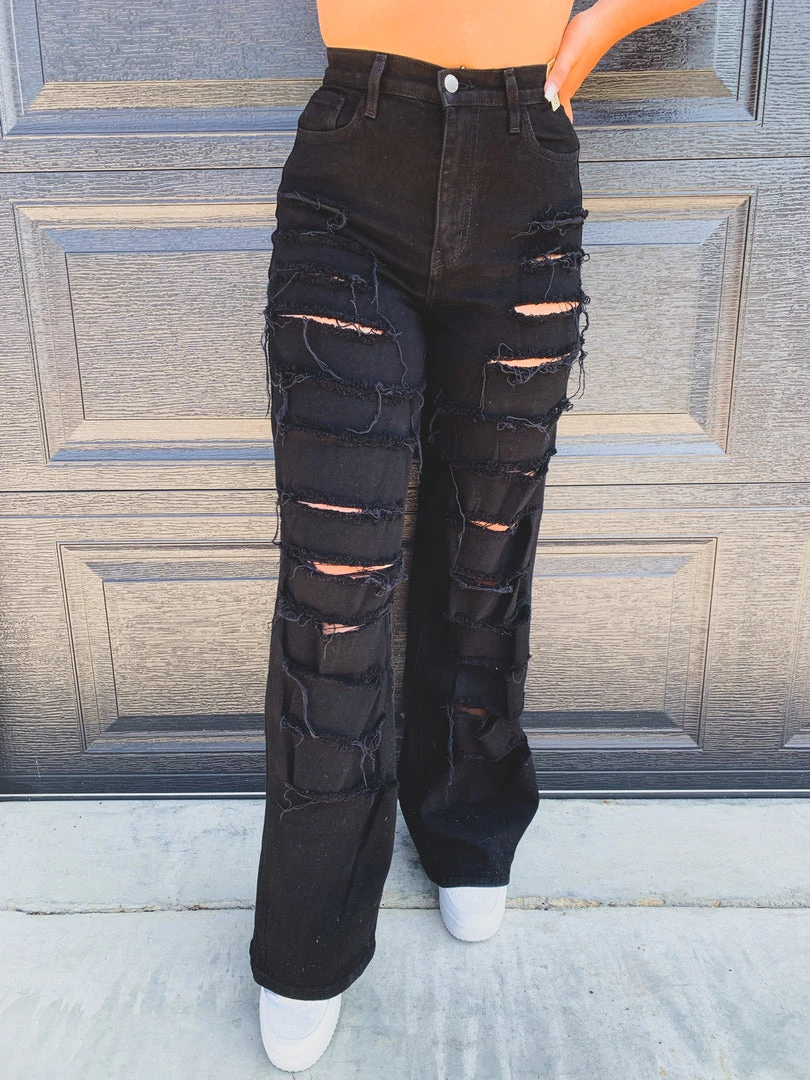 Gypsy Waltz Annona Black Distressed Wide Leg Jeans Clothing 7 Gypsy Waltz Annona Black Distressed Wide Leg Jeans Clothing