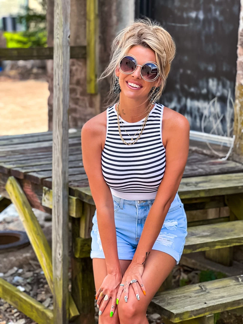 Gypsy Waltz New Pittsburg Striped Top In Black 6 Gypsy Waltz New Pittsburg Striped Top In Black