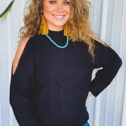 Miss Sparkling Clothing The Tioga Sweater In Black 19 Miss Sparkling Clothing The Tioga Sweater In Black