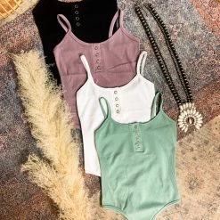 Dynamic Fashion Tops Trenton Button Down Body Suit (4 Colors)