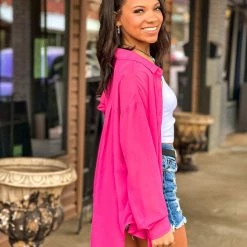 Gypsy Waltz Henrietta Pink Sheer Button Up Top