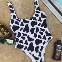Gypsy Waltz Lake City Cow Print One Piece Bathing Suit Clothing