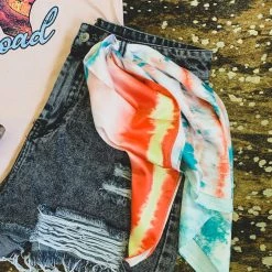 Wall To Wall Accessories The Retreat Wild Rag Head Scarf In Peach Tie Dye