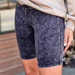 Zenana Temple Vintage Washed Biker Shorts