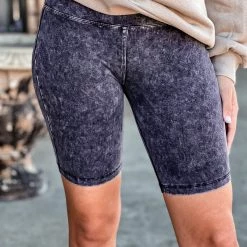 Zenana Temple Vintage Washed Biker Shorts