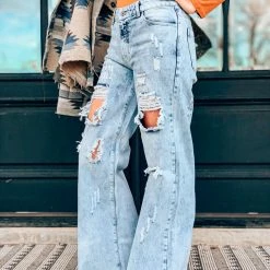Uniq Inc The Bandera Wide Leg Pant In Acid Wash Clearance