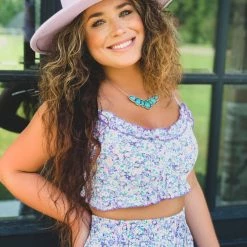 Gypsy Waltz Garland Two Piece Set In Lavender