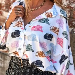 Gypsy Waltz Tulsita Cowboy Hat Button Down Top New