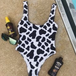 Gypsy Waltz Lake City Cow Print One Piece Bathing Suit Clothing
