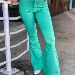 Gypsy Waltz Clothing Ropesville Bell Bottoms In Turquoise