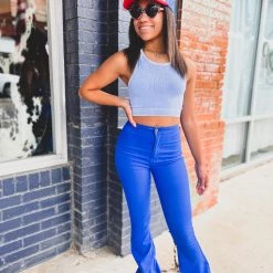 Zenana Wylie Brami Crop Top In Columbia Blue New