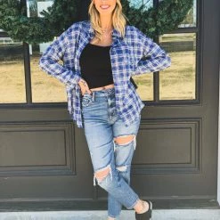 La Mel The Rowlett Flannel In Cobalt Blue Clearance 23 La Mel The Rowlett Flannel In Cobalt Blue Clearance