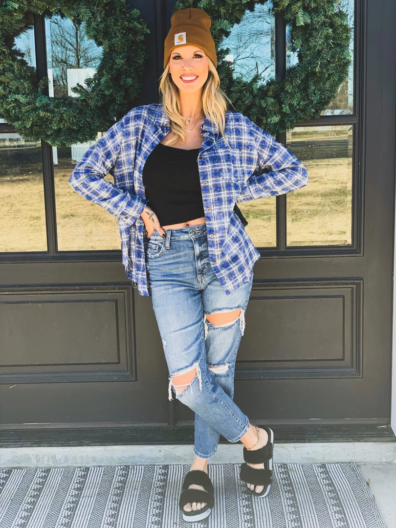 La Mel The Rowlett Flannel In Cobalt Blue Clearance 13 La Mel The Rowlett Flannel In Cobalt Blue Clearance