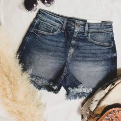 Gypsy Waltz Aquilla Denim Shorts In Dark Wash