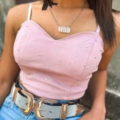 Gypsy Waltz Hearne Rhinestone Top In Pink Clothing