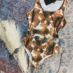 L&B Special Daily Deals DAILY DEAL Cow Print Bodysuit