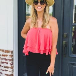 Apple Tree Apparel The Waco Topp In Coral Clearance