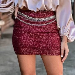 Better Be Special Daily Deals Daily Deal Sequin Skirrt In Maroon