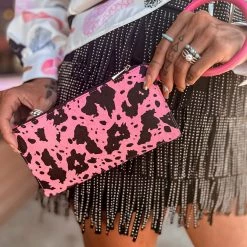 Gypsy Waltz New Daingerfield Pink Cow Print Wristlet Keychain Wallet