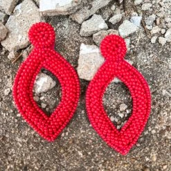 Gypsy Waltz Heavener Beaded Earrings In Red New