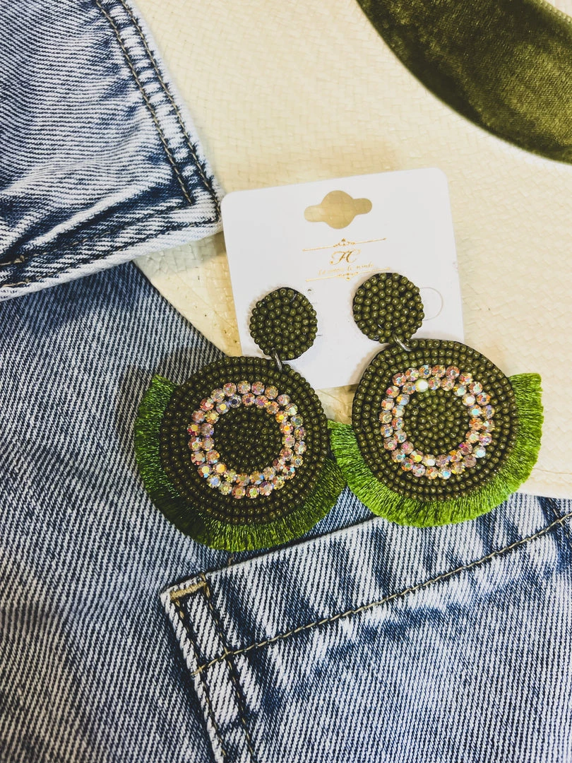 Bosuk Jewelry The Kermit Earrings In Olive 3 Bosuk Jewelry The Kermit Earrings In Olive