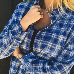 La Mel The Rowlett Flannel In Cobalt Blue Clearance 22 La Mel The Rowlett Flannel In Cobalt Blue Clearance
