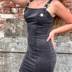 Gypsy Waltz Red Lick Denim Buckle Dress In Black 15 Gypsy Waltz Red Lick Denim Buckle Dress In Black