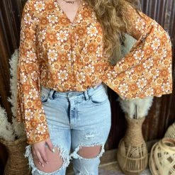 Gypsy Waltz Lorena Boho Floral Body Suit Tops