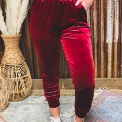 Better Be SCREENBUSTER Velvet Joggrs In Burgundy