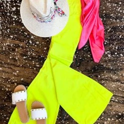 Gypsy Waltz Ropesville Bell Bottoms In Neon Yellow