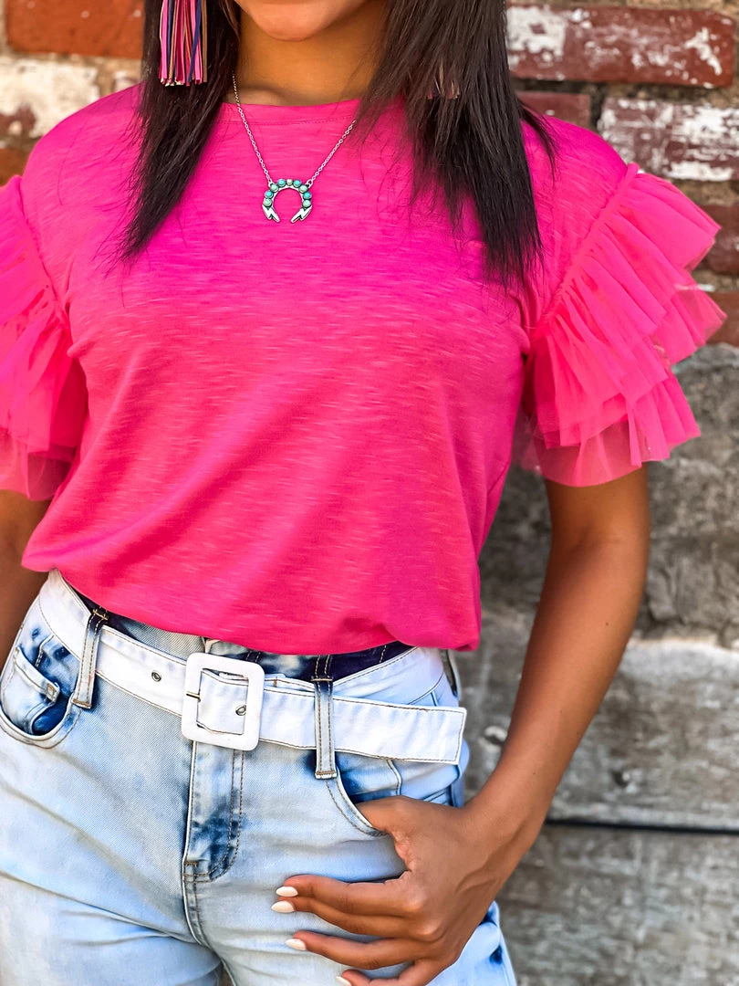 Gypsy Waltz New Jewett Ruffle Sleeve Top In Pink 3 Gypsy Waltz New Jewett Ruffle Sleeve Top In Pink