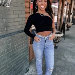 HYFVE Clothing Tyler One Shoulder Top In Black