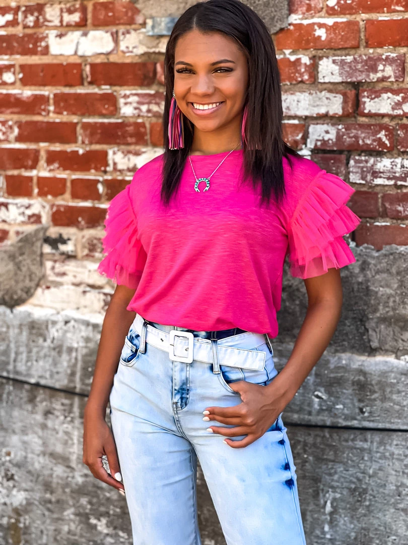 Gypsy Waltz New Jewett Ruffle Sleeve Top In Pink 7 Gypsy Waltz New Jewett Ruffle Sleeve Top In Pink