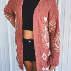 Very J Clothing The Schertz Cardigan In Rust