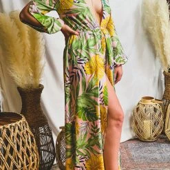 Gypsy Waltz Edgewater Tropical Maxi Romper Clothing