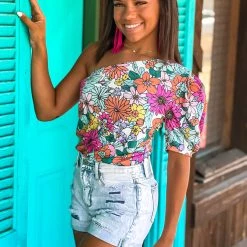 Gypsy Waltz Tops Clear Lake Floral Top