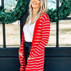 Zenana Clothing The Johnson City Cardigan In Red