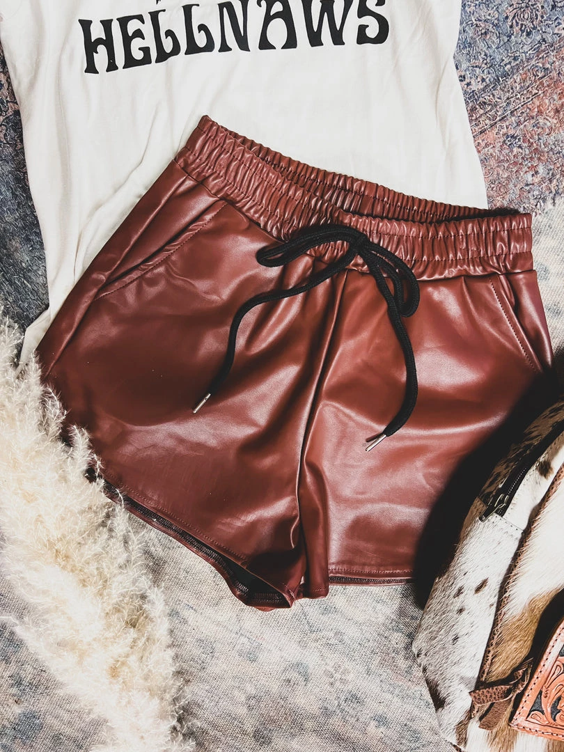 Gypsy Waltz Robinson Leather Shorts In Brown 7 Gypsy Waltz Robinson Leather Shorts In Brown