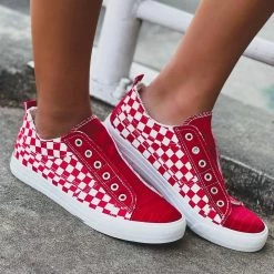 Gypsy Waltz New Kilgore Checkered Sneaker In Red