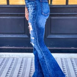 GJG Clothing The Daisetta Bell Bottoms In Dark Wash