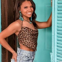 Gypsy Waltz Clothing Lipan Satin Leopard Print Top