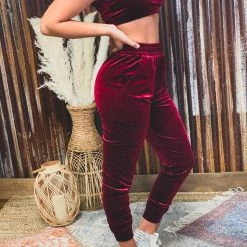 Better Be SCREENBUSTER Velvet Joggrs In Burgundy