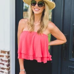 Apple Tree Apparel The Waco Topp In Coral Clearance